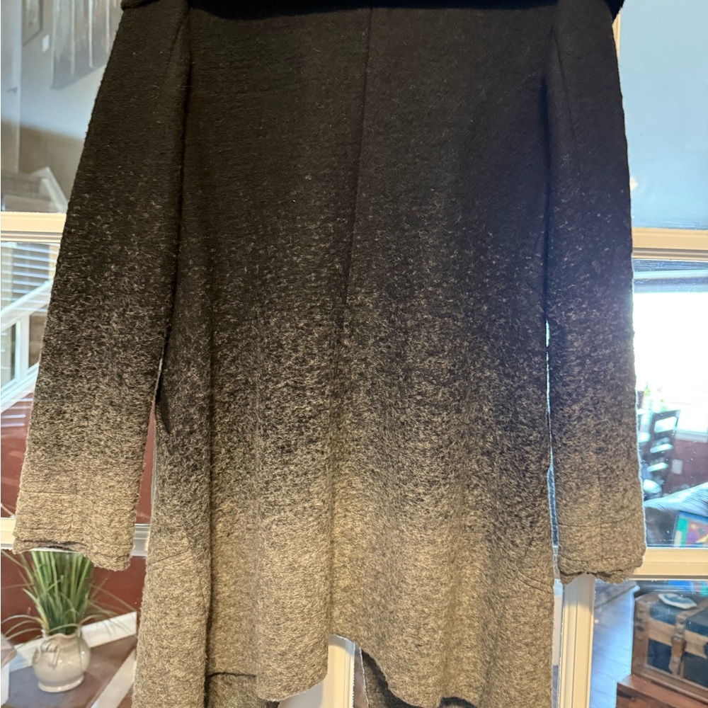 Elegant Black and Gray Women's wrap with sleeves.